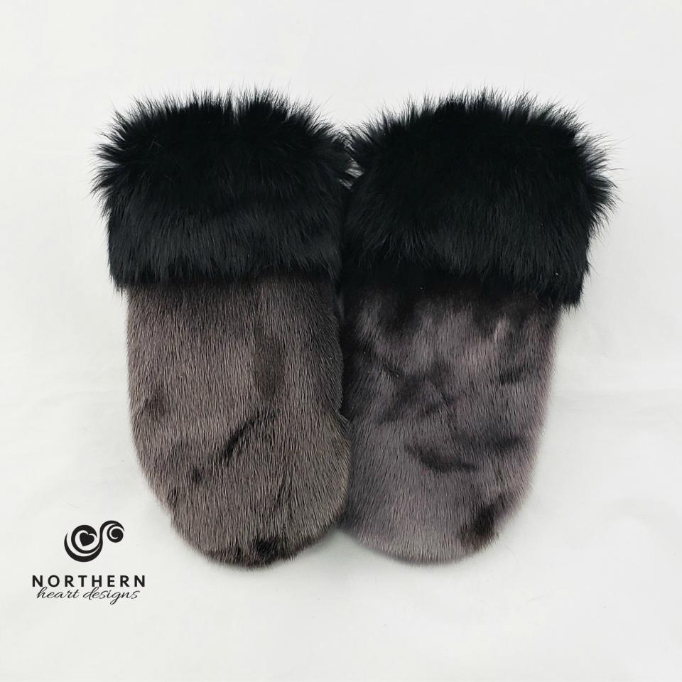 Seal Mitts with Beaver Fur cuff