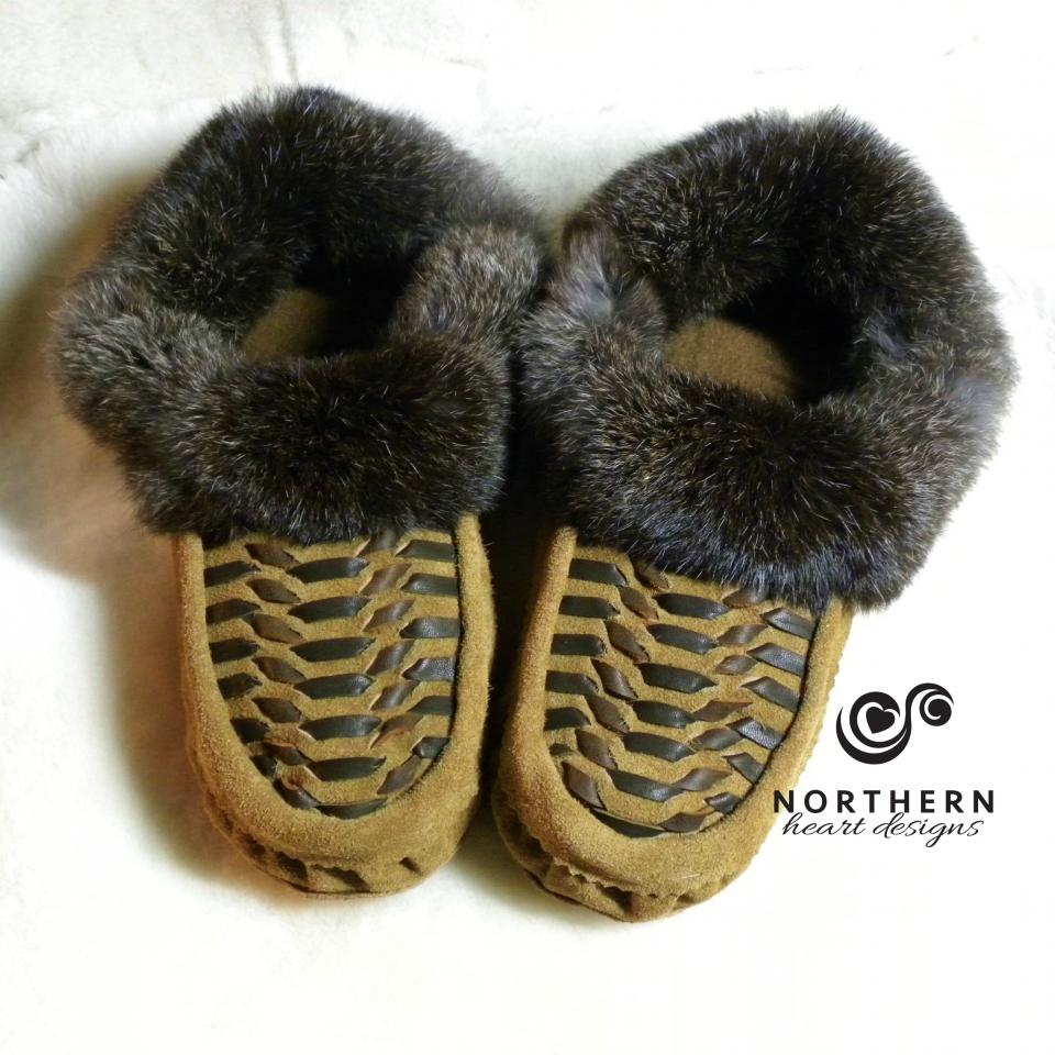 Leather weave moccasins