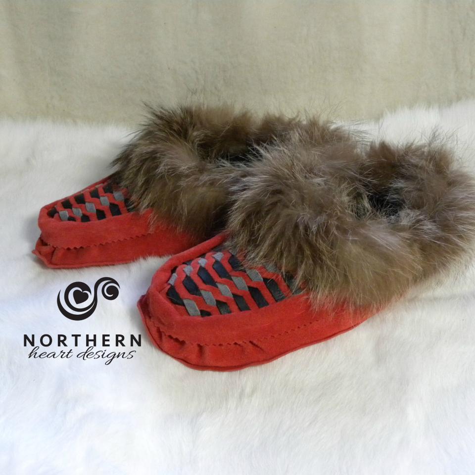 Leather weave moccasins