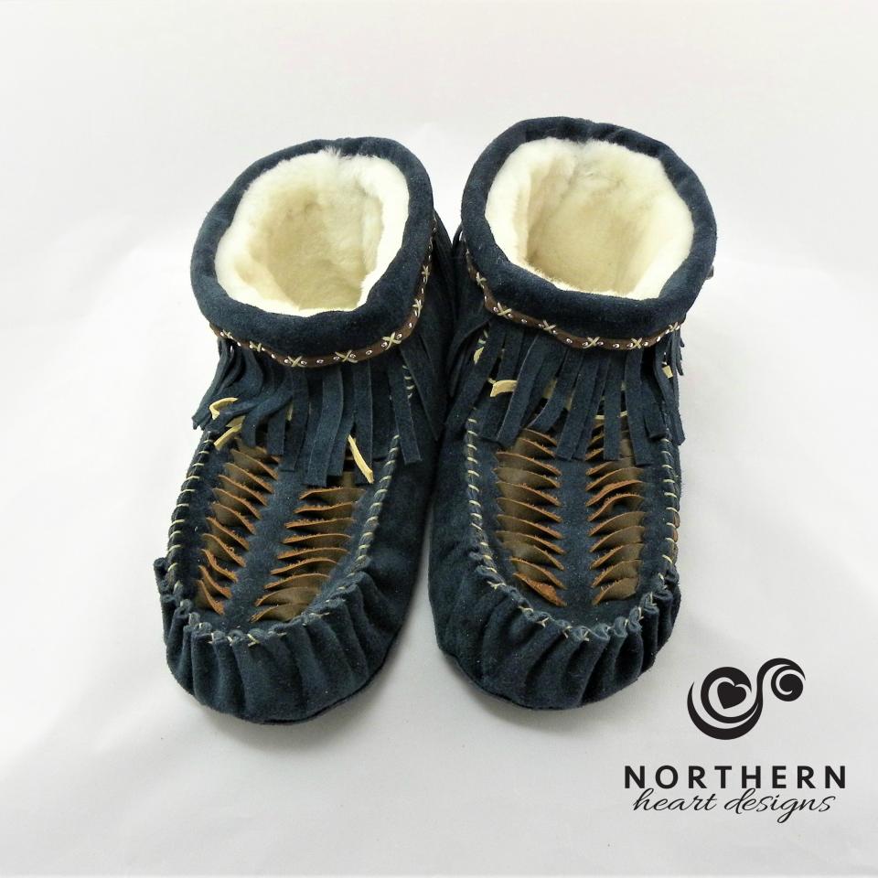 Leather weave moccasins