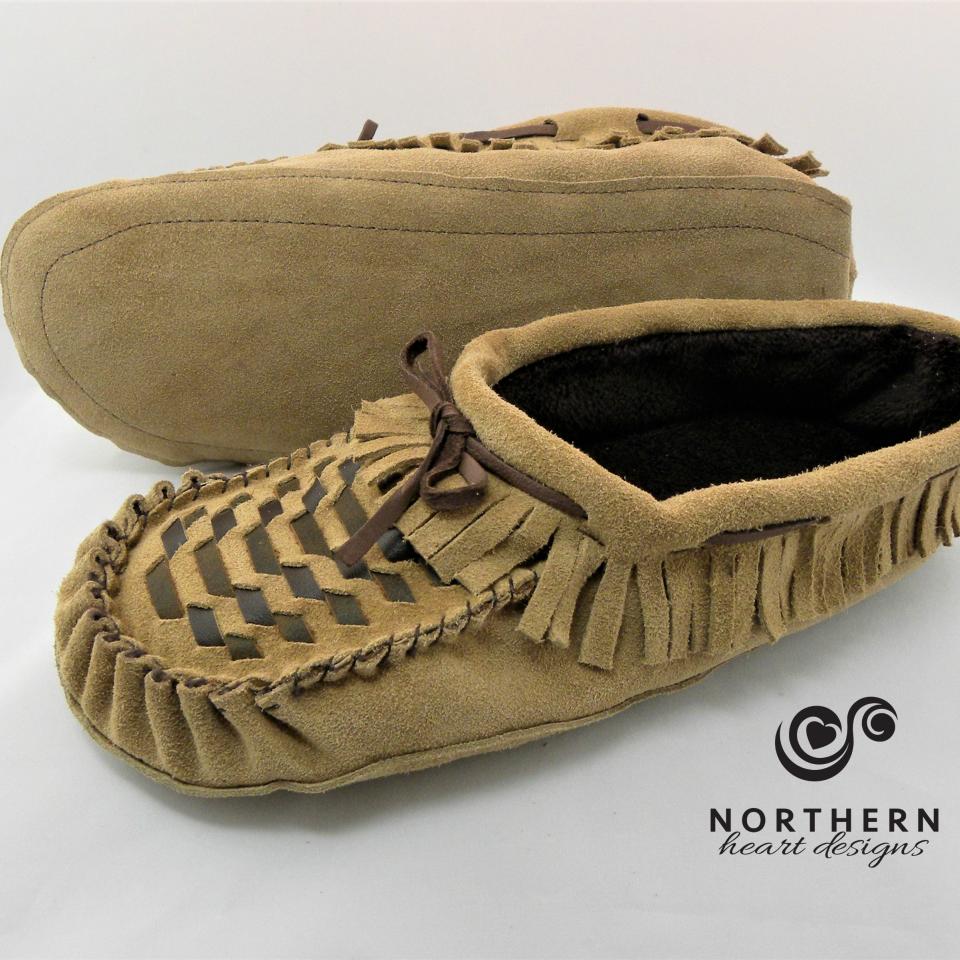 Leather weave moccasins