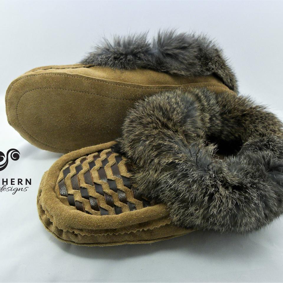 Leather weave moccasins