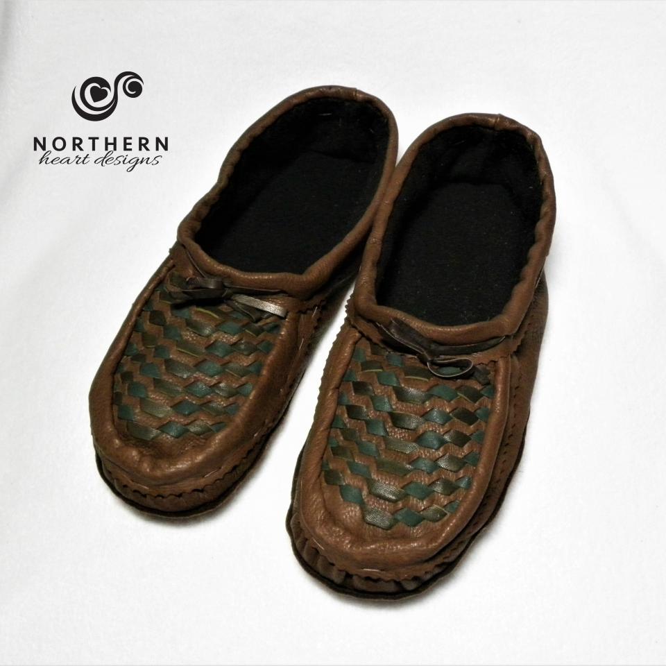 Leather weave moccasins