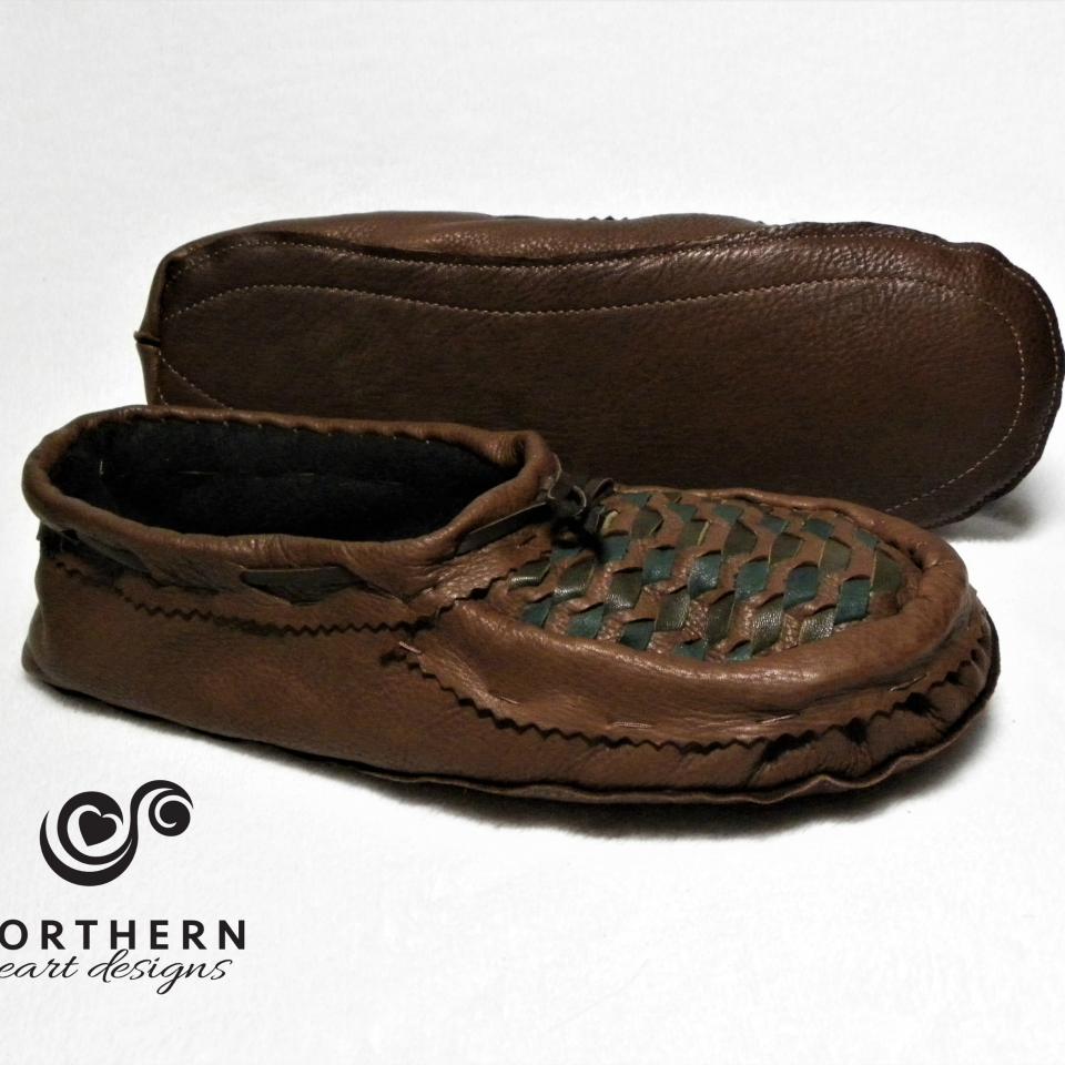 leather weave moccasins