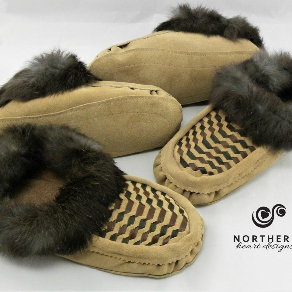 Leather weave moccasins