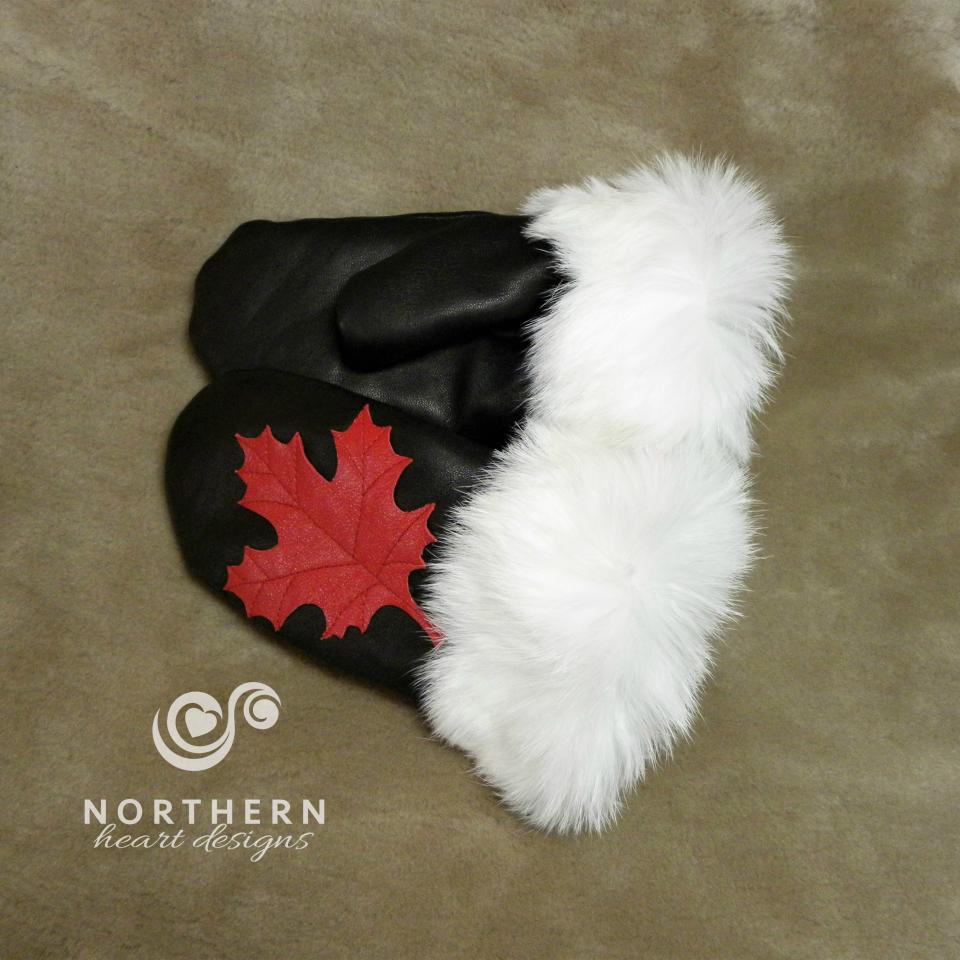 Leather Applique Mitts