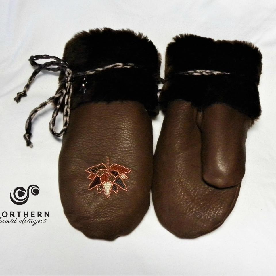 Foldover cuff shearling mitts