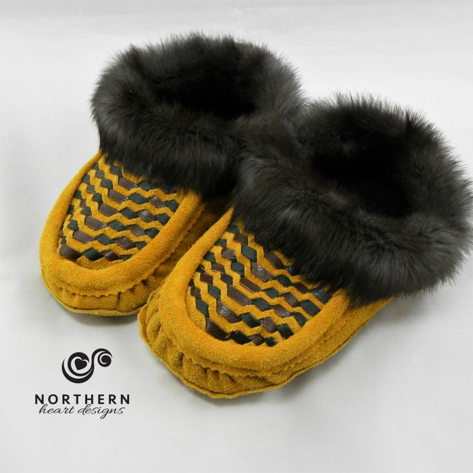 Leather weave moccasins