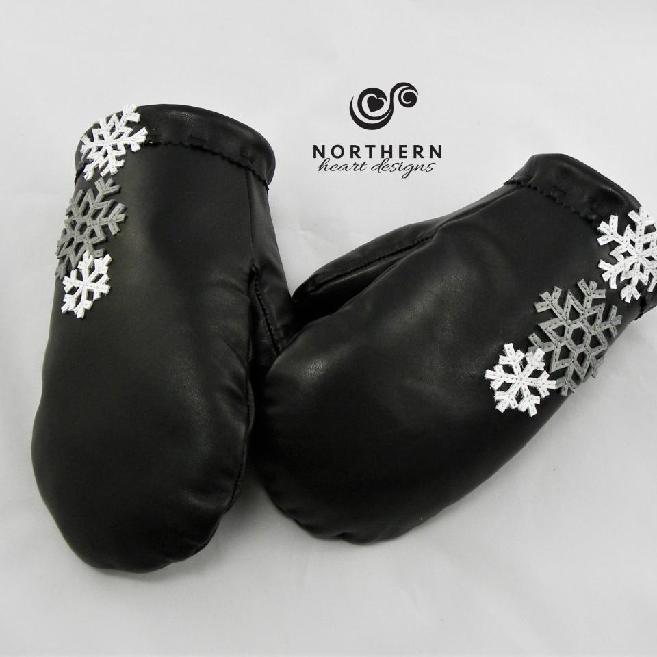 Leather Applique Mitts