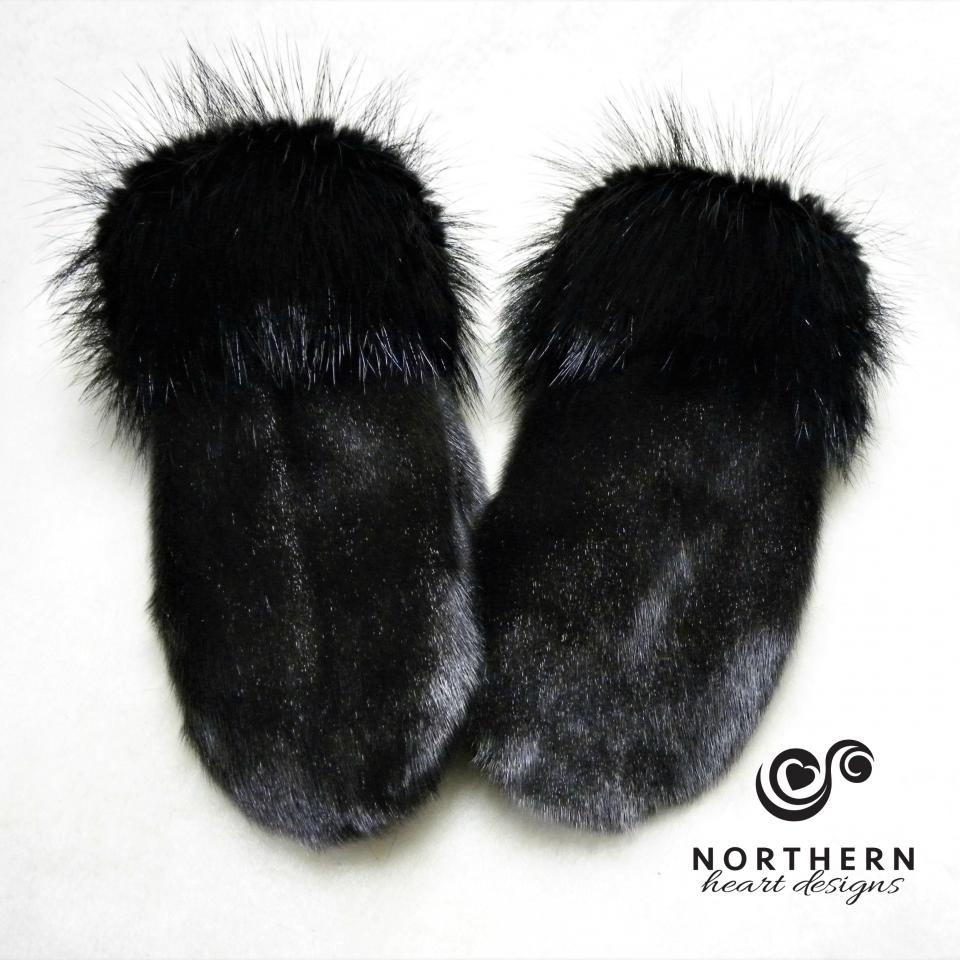 seal mitts with fox fur cuff