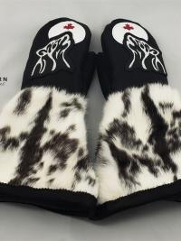 full length gauntlets, leather fur gauntlets, full length mitts