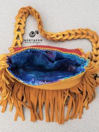 beadwork, beaded bag, beaded leather bag, fringed bag, fringed leather bag