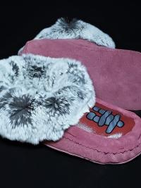 Hand painted moccasin slippers, Inunnguaq design, Ladies 6.5-7.5