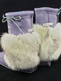 Mid-Calf Style Mukluks, Lilac colour with Dragonfly Beading, Ladies 7 (fit 6.5-7.5)