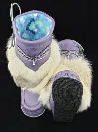 Mid-Calf Style Mukluks, Lilac colour with Dragonfly Beading, Ladies 7 (fit 6.5-7.5)