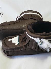fringed moccasins, plain moccasins, outdoor moccasins, canadian made, handmade
