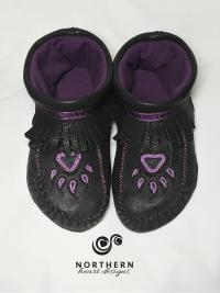 fringed moccasins, plain moccasins, outdoor moccasins, canadian made, handmade