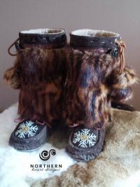 kids mukluks, leather, fur, beading