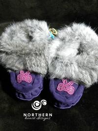 kids moccasins, leather, fur, beading