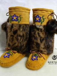 kids mukluks, leather, fur, beading