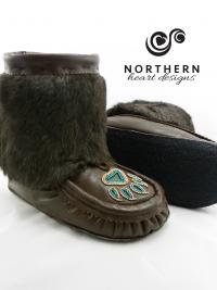 short mukluks, beaded mukluks, leather, fur, beading