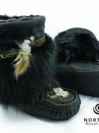 mukluks, beaded mukluks, mid-calf mukluks, leather, fur, beading, handmade