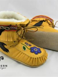 Scout moccasins, outdoor moccasins, leather moccasins, fringe, lace