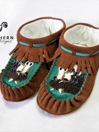 moccasins, leather, suede, fringed, beaded, slippers