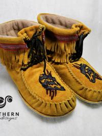 Scout moccasins, outdoor moccasins, leather moccasins, fringe, lace