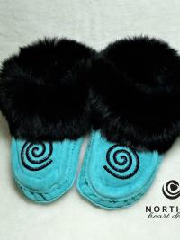 beaded moccasins, moccasin slippers, leather, fur, beading, handmade moccasins