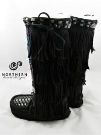 mukluks, beaded mukluks, fringed mukluks, leather fringe boots