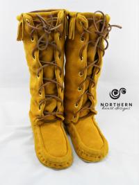 trapper mukluks, leather mukluks, laced mukluks, moose hide boots