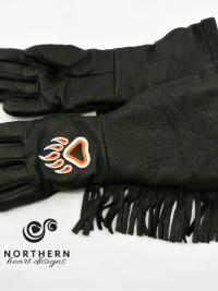 gauntlets, gauntlet gloves, leather gloves, winter gloves, leather, fur, beading