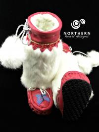 kids mukluks, leather, fur, beading, handmade mukluks