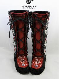 mukluks, laced mukluks, trapper mukluks, beaded mukluks, mi'kmaq beading