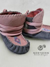 baby moccasins, baby shoes, leather, wrap-arounds