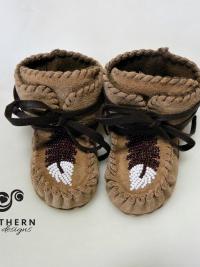 baby moccasins, baby shoes, leather, wrap-arounds