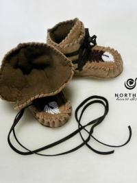 baby moccasins, baby shoes, leather, wrap-arounds