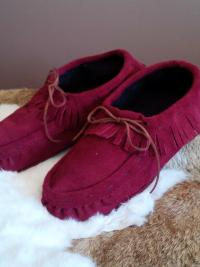 Red suede, outdoor moccasins