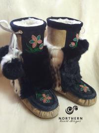 kids mukluks, leather, fur, beading