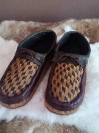 moccasins, slippers, leather weave, leather