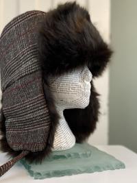 Wool Plaid and Faux Fur Trapper Hat - Large