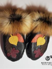 Mitts with Leather Appliqué, Weave or Embroidery 