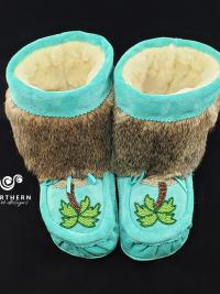 Shorty Mukluks with Beading and Fur