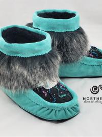 Shorty Mukluks with Beading and Fur