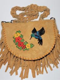 Beaded Fringed Leather Bag - Large