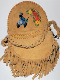 Beaded Fringed Leather Bag - Large