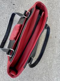 Red and black Leather Shoulder Bag with red Sealskin Accent