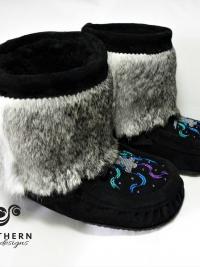 Shorty Mukluks with Beading and Fur