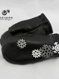 Mitts with Leather Appliqué, Weave or Embroidery 